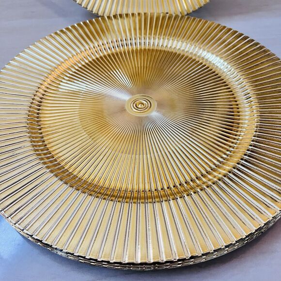Set Of 4 American Atelier Charger Plate Large 13” Gold Superstar Decorative - Picture 3 of 11